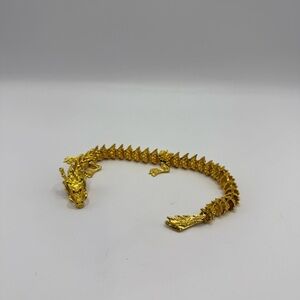 Alloy Gold Chinese Dragon Figurine Ornament Movable Joints Red Eyes